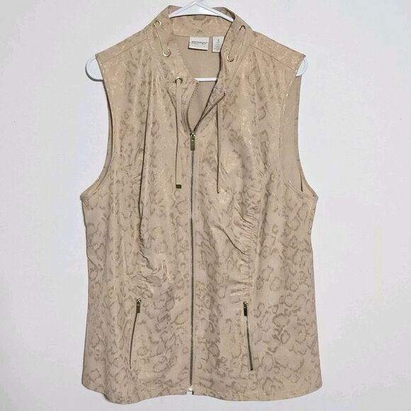 Chico's Zenergy Neema Embossed Leopard Vest Sz 3 US XL Full Zip Sleeveless - Picture 1 of 9